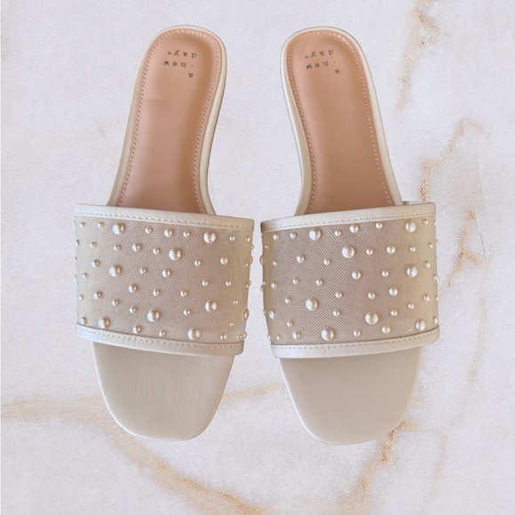 a new day Shoes - a new day Cream Pearl Slide Sandals